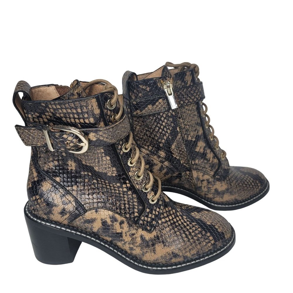 Joie Raster Block-Heel Python-Embossed Leather Co… - image 6